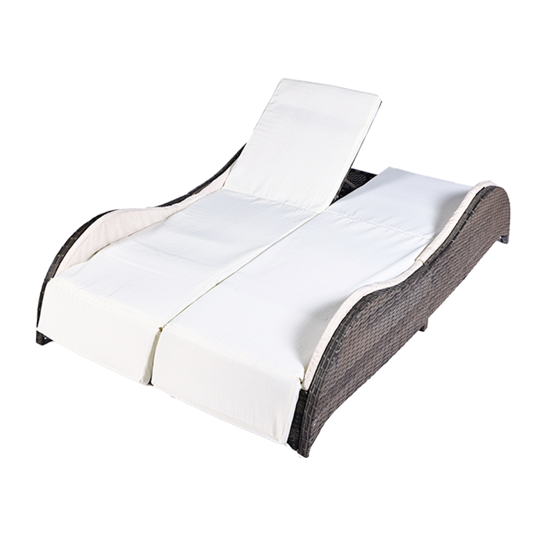 Visokokakovostno zunanje pohištvo Rattan sončni stol Wavy Double Sunbed